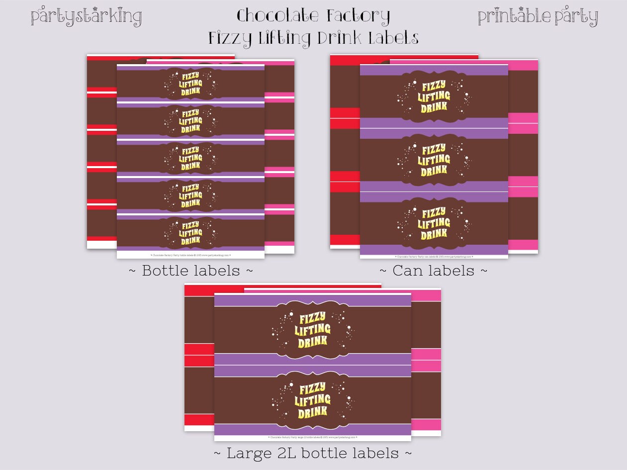 Wonka Fizzy Lifting Drink labels DiY printable soda bottle | Etsy