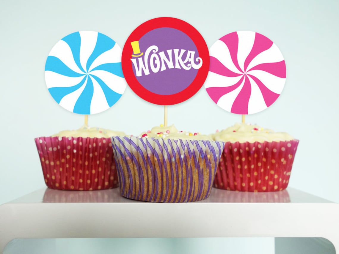 Willy Wonka Cupcake Toppers Willy Wonka Birthday Party Diy Etsy