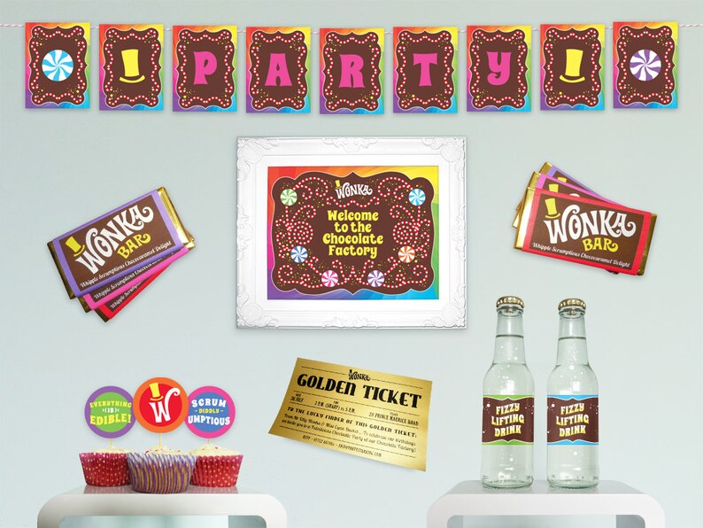 Willy Wonka Birthday Party Decorations Diy Printable Party Kit Etsy