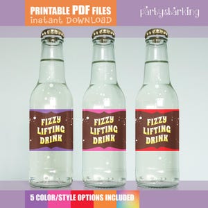 Fizzy Lifting Drinketiketten für Wasserflaschen & Getränkedosen, Party druckbare PDF
