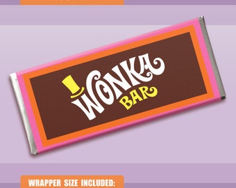 Wonka Bar wrapper - Regular Hershey Bar size 1.55 oz - Wonka Bar candy bar label Willy Wonka birthday party favor DiY digital PDF file