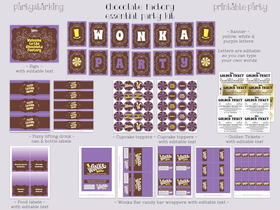 Willy Wonka Birthday Party Decorations Diy Printable Party Etsy