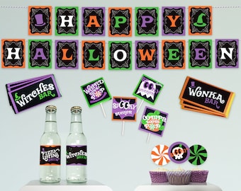 Halloween party kit Happy Halloween banner Halloween party decorations Halloween party printables Willy Wonka Halloween party complete kit