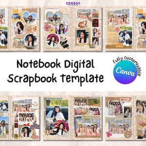 Plantilla de collage de fotos / álbum de recortes digital / cuaderno de notas / Canva / volcado diario del mes / organizador de fotos