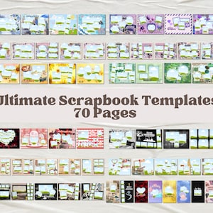 70 pagine Ultimate Digital Scrapbook / Photo Collage Template Bundle / Modelli gratuiti Canva / Carta di Wetransfer / Vintage e moderno