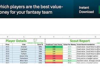 Fantasy Football Player Points Spreadsheet (Excel)