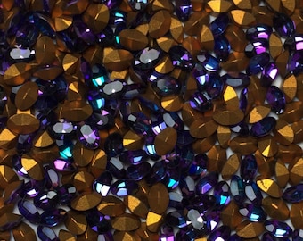 12pc 4.5x3mm Heliotrope Swarovski Oval Rhinestones - Article 4100 Machine cut 1st Quality Swarovski purple blue aqua special effect crystal
