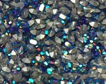 12pc 4.5x3mm Sapphire AB Swarovski Oval Rhinestones - Article 4100 Machine cut 1st Quality Swarovski blue aurora borealis crystal tiny ovals