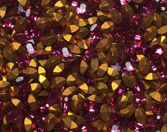 12pc 4.5x3mm Fuchsia Swarovski Oval Rhinestones - Article 4100 Machine cut 1st Quality Swarovski hot pink magenta crystal clay tiny ovals