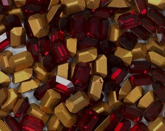 6X4 Siam Swarovski Octagon Strass - 1st Quality Machine Cut 12 Stück - kleine Größe perfekt für Crystal Clay Suam Ruby Red Artikel 4600 176