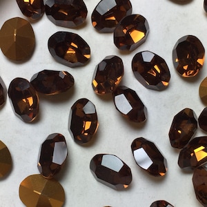 6pc 10x8mm Dark Smoke Topaz Swarovski Oval Rhinestones Article 4100  Machine cut 1st Quality genuine Swarovski brown ovals crystal clay