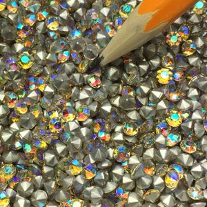 144pc 13ss clear crystal AB glass rhinestones faceted and foil backed Czech Preciosa 1 gross 3.4mm diy jewelry & repair lot pp25 pp26 small