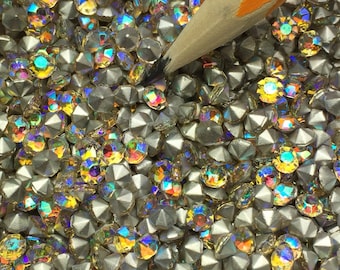 144pc 13ss clear crystal AB glass rhinestones faceted and foil backed Czech Preciosa 1 gross 3.4mm diy jewelry & repair lot pp25 pp26 small