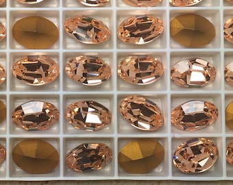 4pc 14x10mm Light peach Swarovski Oval Rhinestones Article 4100  Machine cut 1st Quality genuine Swarovski pink salmon oval stone