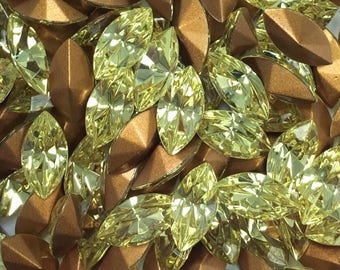 10x5 jonquil yellow Swarovski Navette 4200/2 marquis rhinestones - 1st Quality TTC - 12pc - perfect for crystal clay jewelry and repair