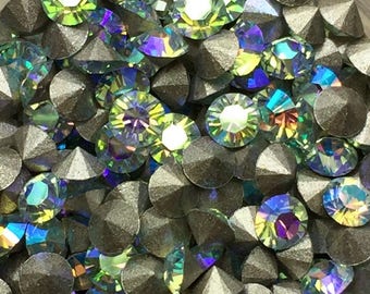 PP21 Light Azore AB Swarovski Rhinestone Chatons Round Article 1028 Xilion 1st Quality Machine Cut Crystal 30pc ice blue sapphire epoxy clay