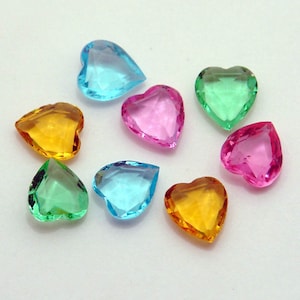 10x9 Hearts Vintage glass faceted jewels gorgeous unfoiled rhinestones 8 pieces assorted colors image 1