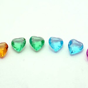 10x9 Hearts Vintage glass faceted jewels gorgeous unfoiled rhinestones 8 pieces assorted colors image 3