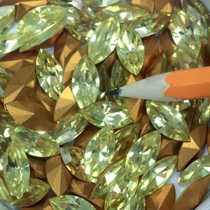 15x7 jonquil Swarovski Navette marquis rhinestones - 1st Quality Machine Cut  6pc crystal clay jewelry repair design - pastel yellow