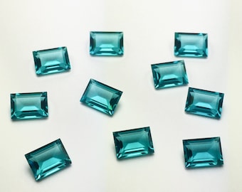 Rare 7x5mm 10pc Blue Zircon Swarovski Crystal Baguette Vintage rhinestones UNfoiled Article 4510 1st Quality Machine Cut no foil Aqua