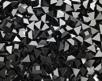 18pc 3.5mm Jet Black Squares Swarovski rhinestones Art 4400 machine cut faux onyx crystal epoxy clay diy jewelry art deco geometric