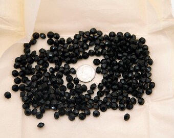 30ss (6.5mm) Jet Black Czech Rhinestones Full factory package - Vintage glass, unfoiled, faceted backs - 288pc