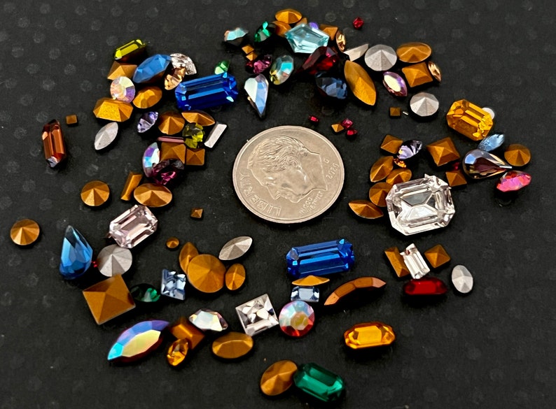 100 Assorted Swarovski Crystal Rhinestones - Fancy Shapes, AB, and More ...