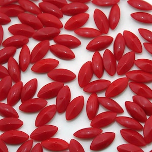 15x7 Vintage glass navettes - cherry red- 12 pc