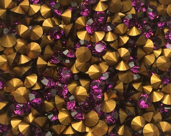 SS21 Amethyst Swarovski Rhinestone Chatons Round Article 1012 1st Quality Machine Cut Crystal 24pc purple epoxy clay diy jewelry
