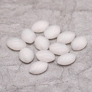 11x8 Creamy white moonstone bud cabochons - vintage glass - 12 pc