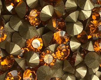 PP29 Topaz Swarovski Rhinestones Chatons Round Article 1028 Xilion 1st Quality Machine Cut Crystal 30pc yellow orange epoxy clay ss15 3.7mm