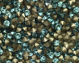 PP10 Aquamarine Swarovski Rhinestone Chatons Round Article 1012 Xilion 1st Quality Machine Cut Crystal 36pc aqua zircon epoxy clay tiny ss4
