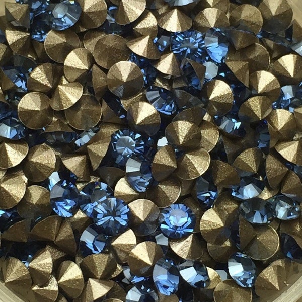 PP18 Sapphire Champagne Swarovski Rhinestone Chatons Round Article 1028 Xilion 1st Quality Machine Cut Crystal 30pc blue epoxy clay jewelry