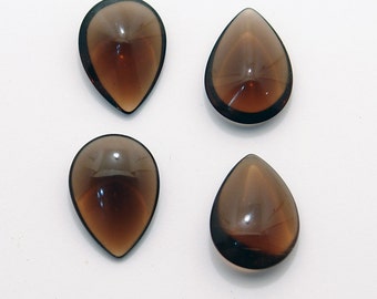 4 Juicy unfoiled 18x13 Glass Smoked Topaz Pears - Vintage and made in Europe - Perfect for open backed settings