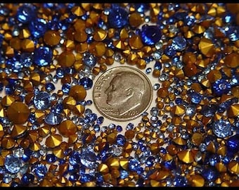 200 Vintage blaue runde Chaton Strasssteine