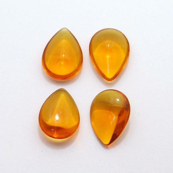 4 Juicy unfoiled 18x13 Glass Topaz Pears - Vintage and made in Europe - Perfect for open backed settings