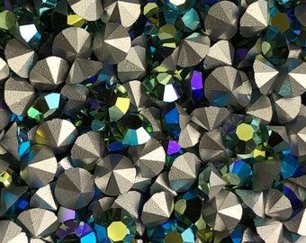 SS19 Green Turmaline AB Swarovski Rhinestones Chatons Round Article 1100 1st Quality Vintage Machine Cut Crystal 24pc epoxy clay diy jewelry