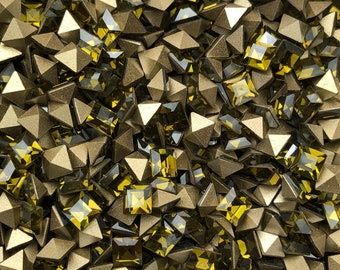 12 Stück 4 mm khaki champagner Quadrate Swarovski Strass Artikel 4401 Maschine geschnitten grünen Kristall Epoxy clay diy Schmuck art deco geometrisch