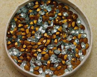 12pc 6x4mm Light Azore Swarovski Oval Rhinestones - Article 4100 Machine cut 1st Quality genuine Swarovski - pastel ice blue aqua