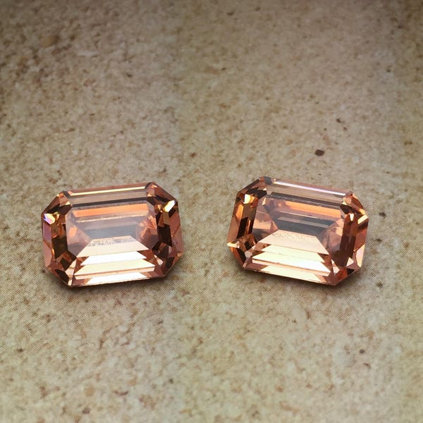 14x10mm Light Peach Swarovski Octagon Crystal rhinestones 1st Quality Machine Cut 2pc perfect for earrings article 4600 176 salmon pink rose