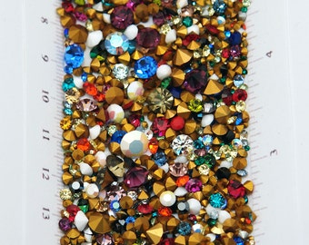 100 Swarovski Crystal chatons - 1st quality machine cut art 1100 1012 huge mix of loose rhinestones for Crystal Clay - small and tiny