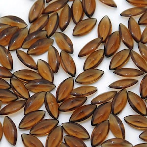 15x7 Vintage glass navettes - smoke topaz / brown - 12 pc