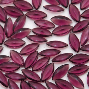 15x7 Vintage glass navettes - amethyst purple- 12 pc