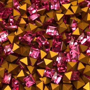 12pc 4mm Rose Pink Square rhinestones Swarovski rhinestones Article 4401 machine cut crystal epoxy clay diy jewelry art deco geometric