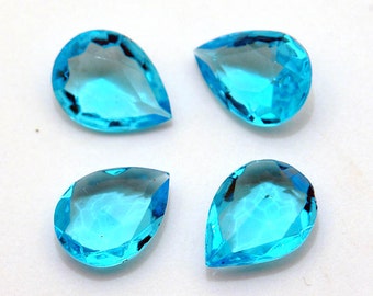Poires aigue-marine 16 x 12 - bijoux à facettes en verre vintage - magnifiques strass en forme de larme sans pellicule - 4 pièces