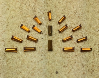 RARE 5x2x1.5mm Madeira Topaz Swarovski Keystone baguette rhinestones 1st quality Machine Cut 12pc Small rare article 193 1950s Crystal clay