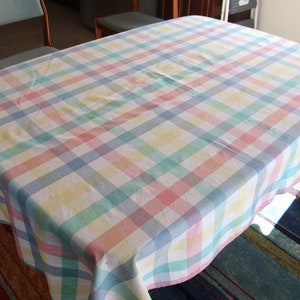 Brown Plaid Woven Tablecloth, Vintage 1970's Albert Nipon Sunweave, 60 x 84 Inches image 10