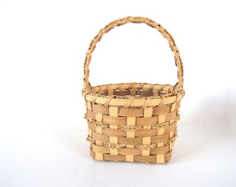 Vintage Woven Basket with Rope, Signed, 1995