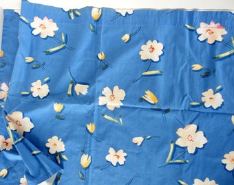 Blue Flowered Curtain or Valance, Vintage Home Decor