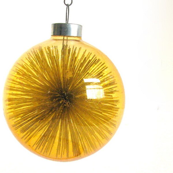 Vintage Gold Starburst Pom Pom Christmas Ornament